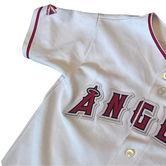 Majestic Los Angeles Angels MLB Baseball Jersey White Red Button Front ⚾️ Medium - Picture 5 of 12